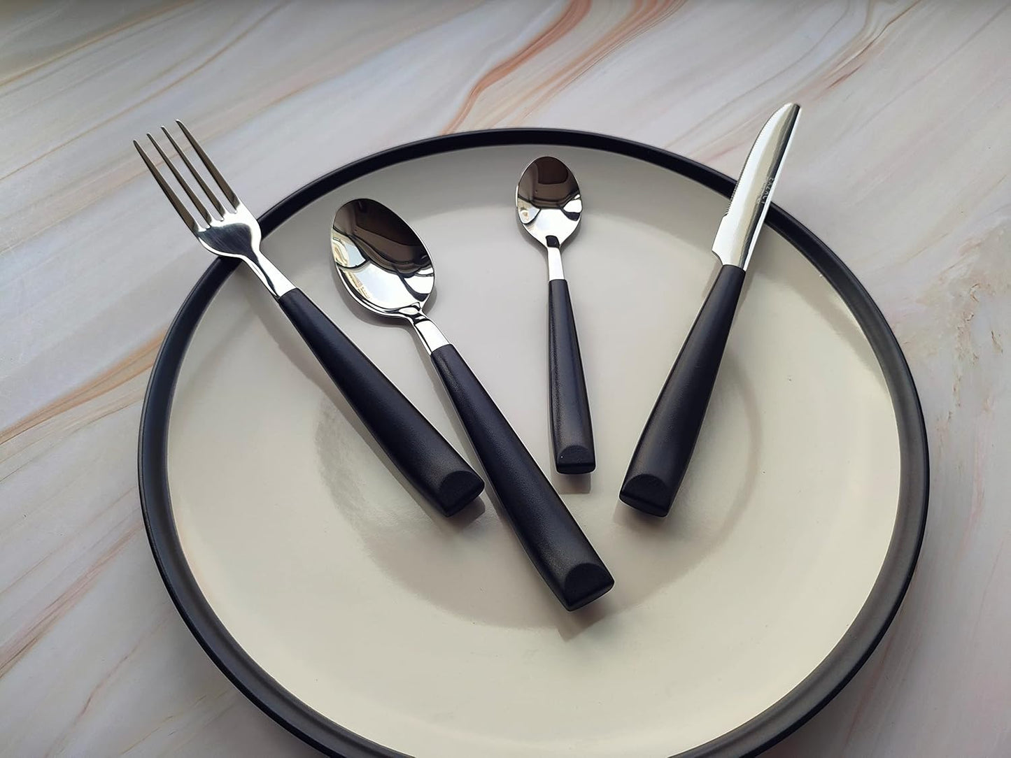Besteck-Set Edelstahl (16-teilig), Schwarz X 16