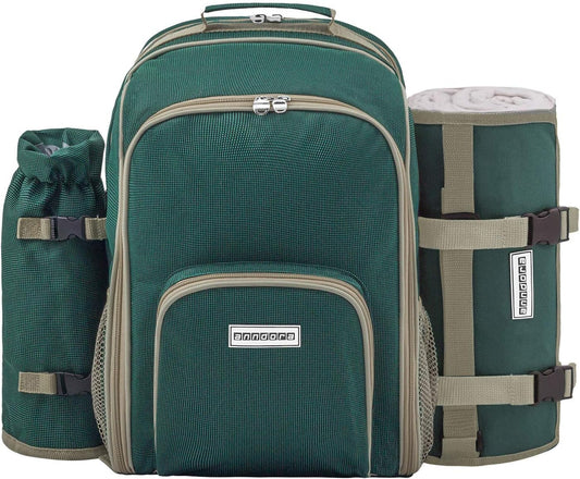11-teiliges Picknickrucksack-Set mit Decke, Grün Set
