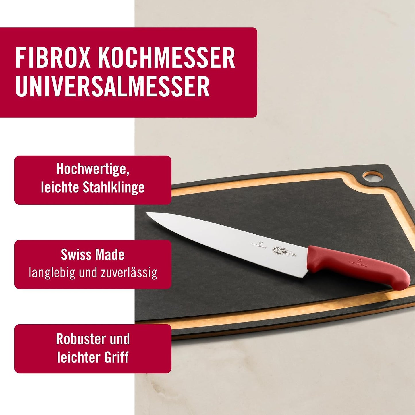 Fibrox Universalmesser mit breiter Klinge, Rot