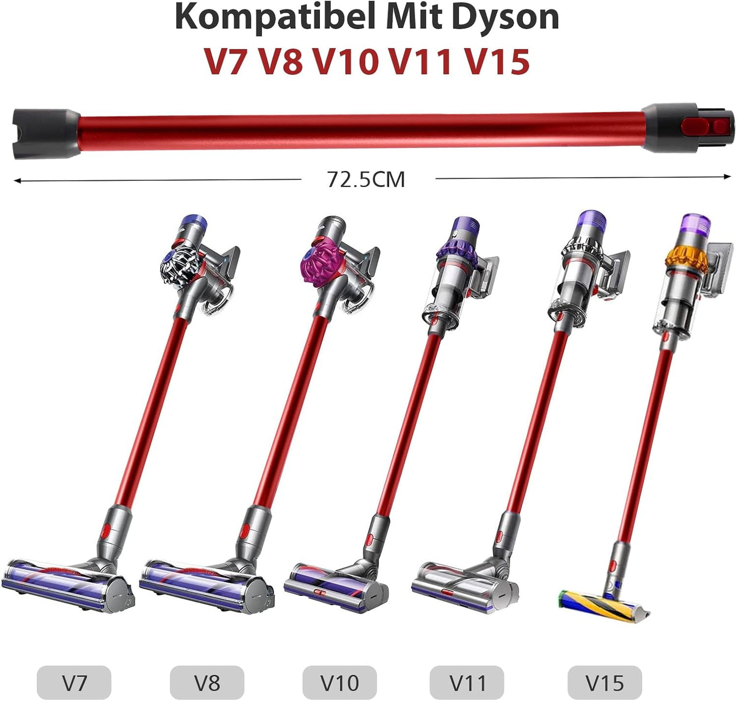 Verlängerungsrohr für Dyson Staubsauger V7-V15, Rot