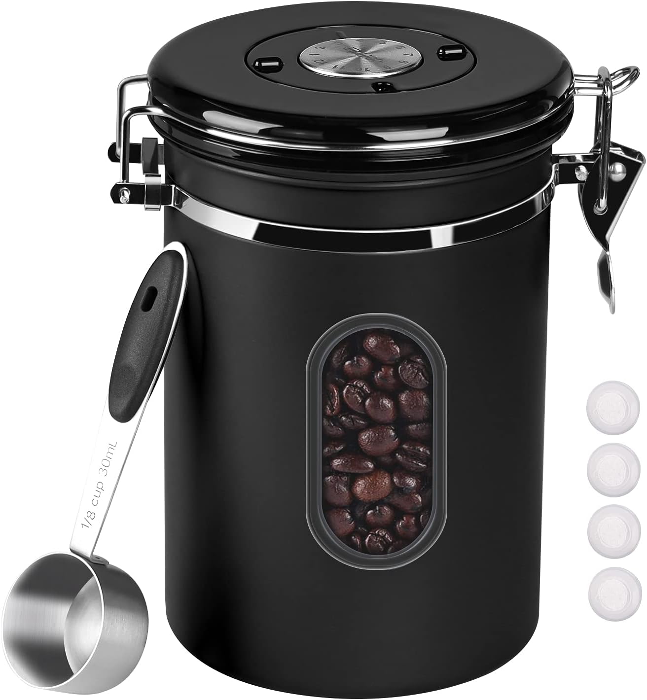 Luftdichte Kaffeedose mit Datumsanzeige, 1.8L-Black