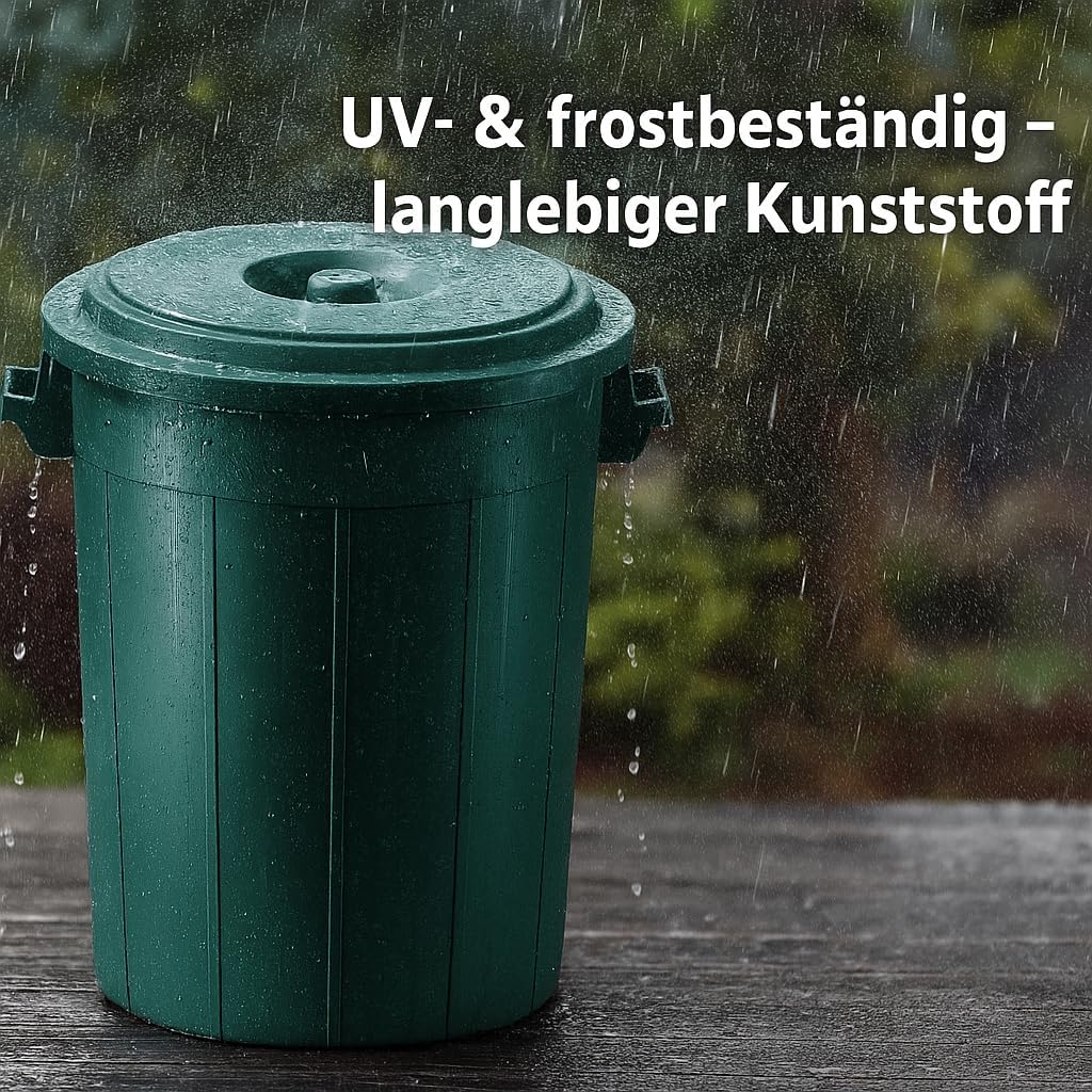2 Stück Mülltonnen mit Deckel, Grün 2x70L
