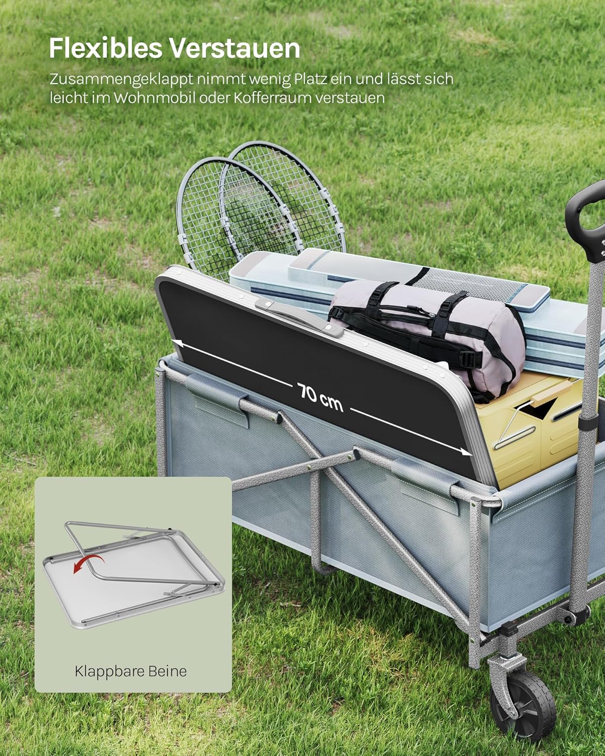Klapptisch Campingtisch, Schwarz 70D x 50W x 60H cm