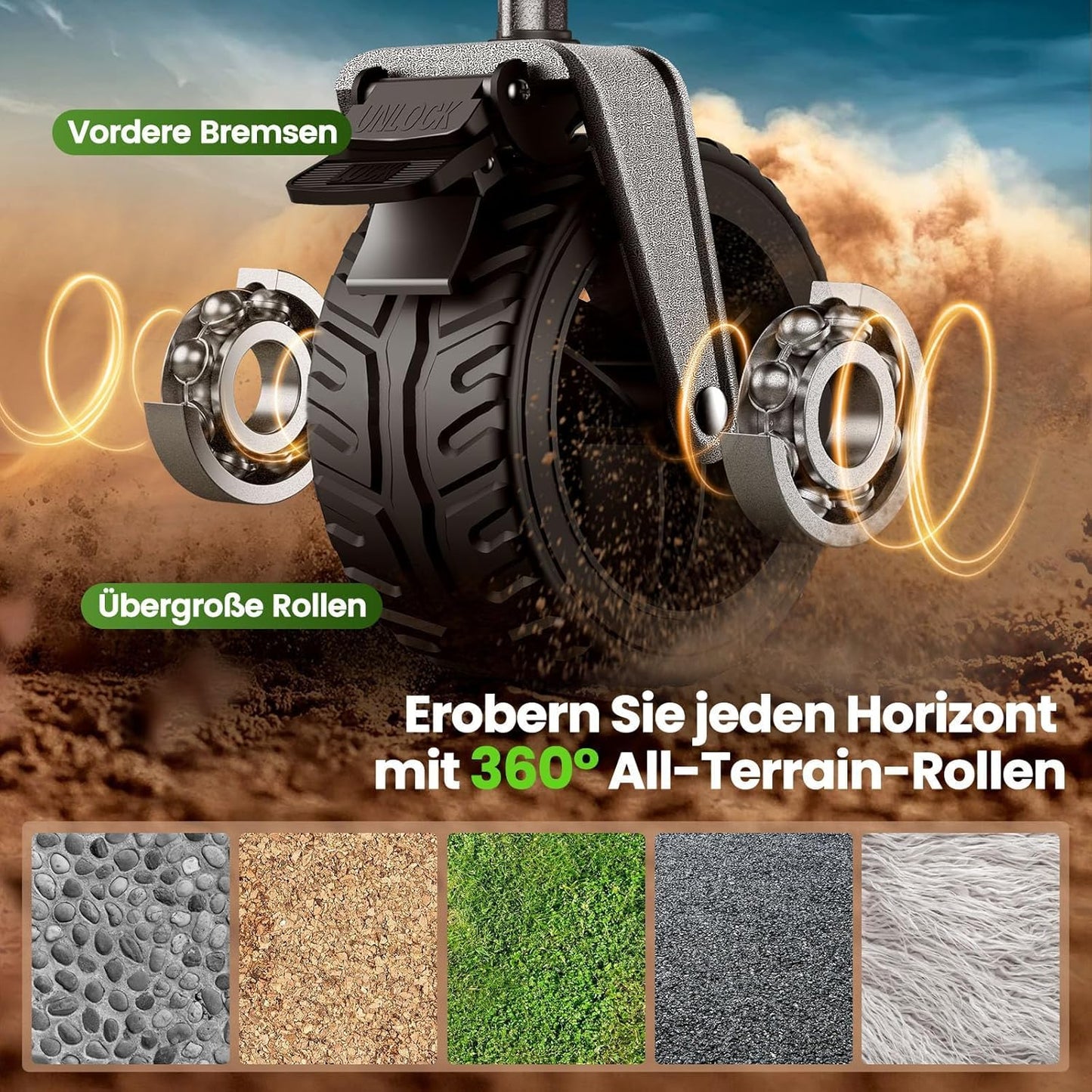 Faltbarer Bollerwagen mit 360° Rädern, Schwarz