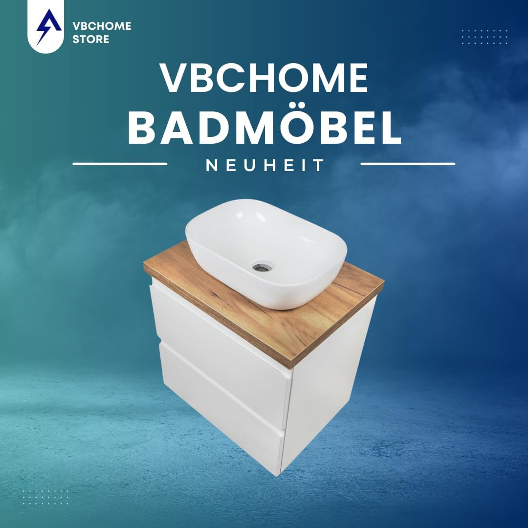 Unterschrank-Set mit Aufsatzwaschbecken, 1. Moduo Weiss 50 + Amelia 48