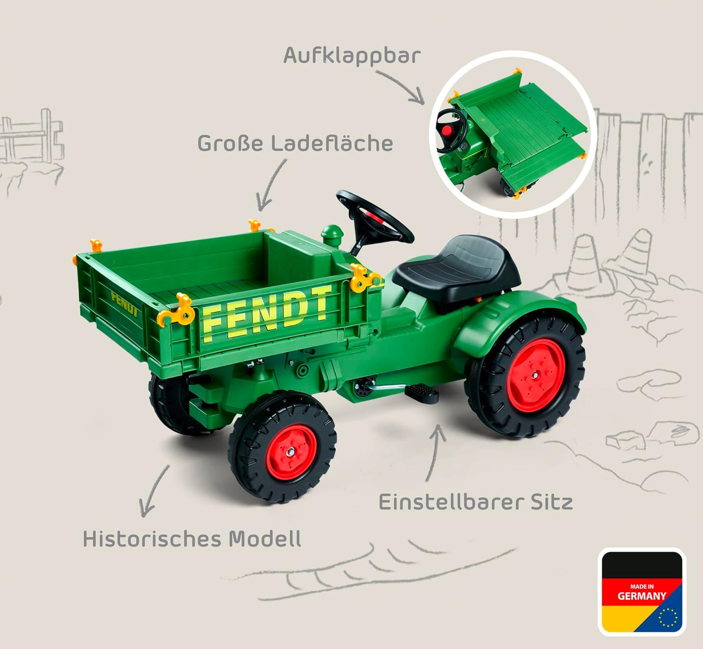Kindertraktor Fendt mit Präzisionskettenantrieb, Single