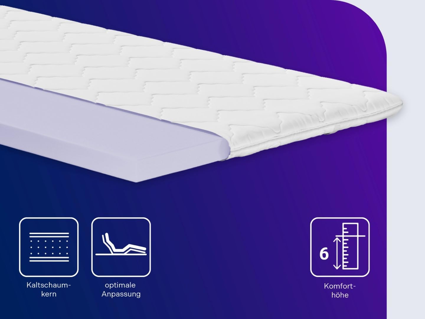 Matratzentopper mit Memory Foam, Viscoschaum|120 x 200 cm
