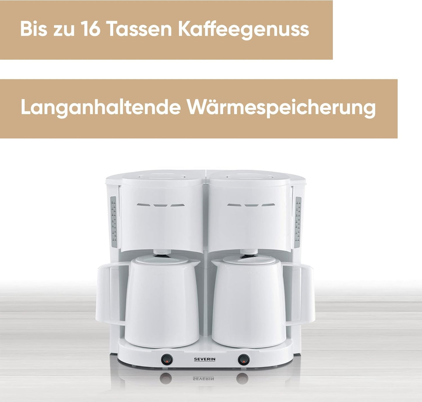 Duo Filterkaffeemaschine KA 9314 mit Thermoskannen, weiss, DUO (2 Thermokannen, 16 Tassen)