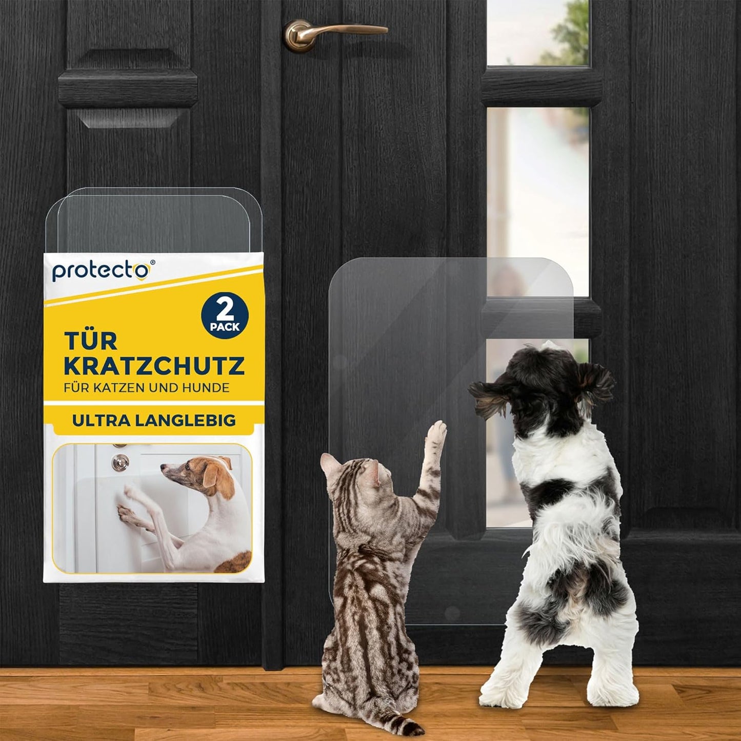 Kratzschutz für Türen, 2 Stück, 45 x 30 cm, 2-stück Farblos 45 cm x 30 cm