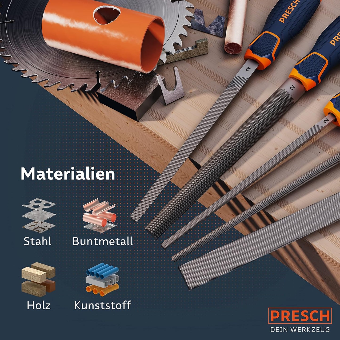 Werkstattfeilen-Set mit Rolltasche, Feilen Set 5 tlg. Inkl. Tasche