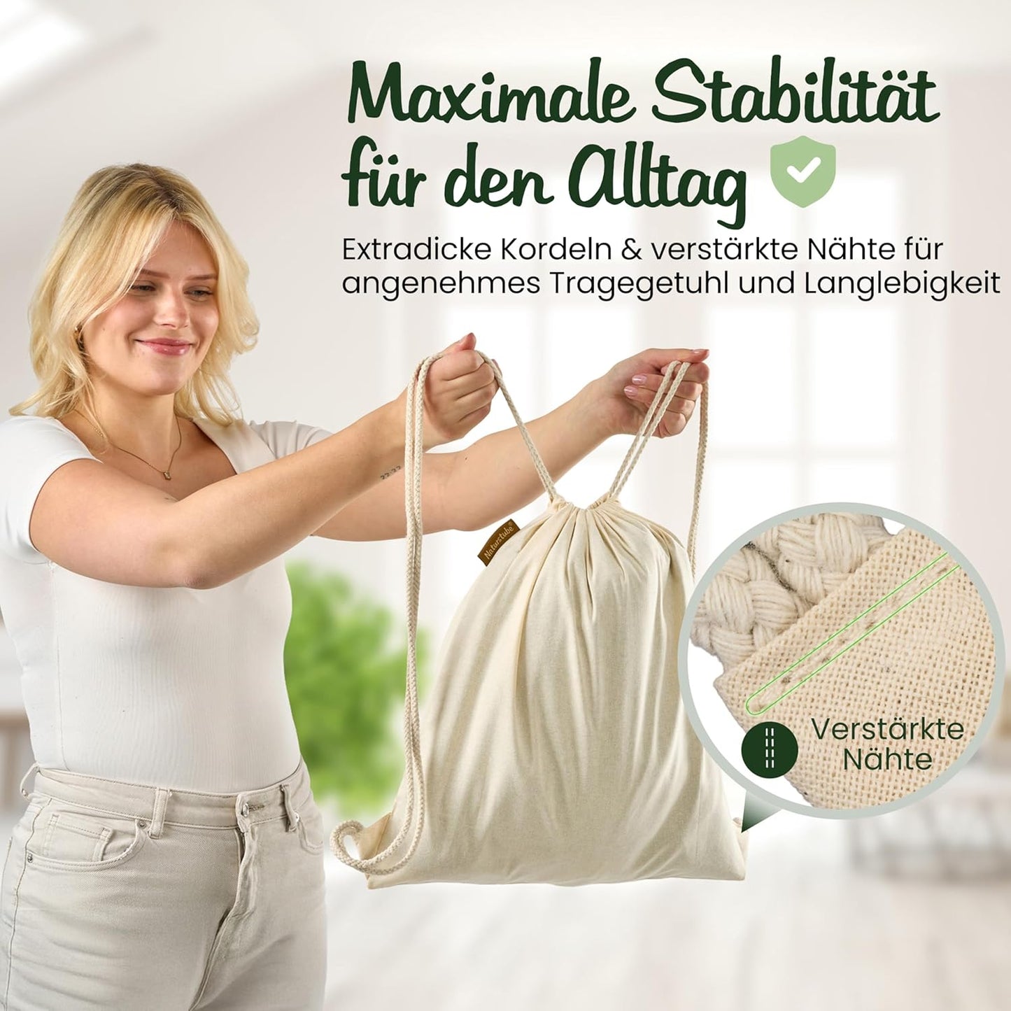 10er-Set Turnbeutel, Natur