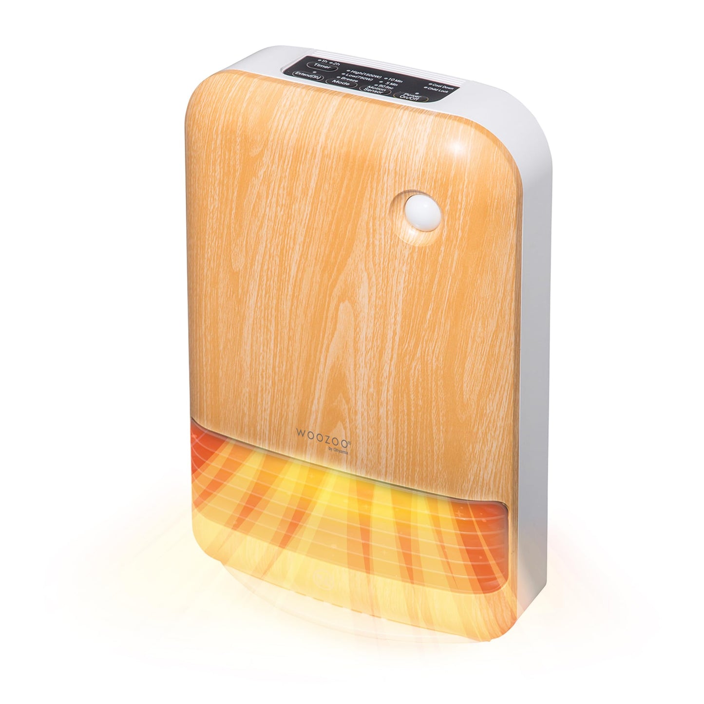 Keramik Heizlüfter mit Bewegungsmelder, 1500W, Timer, Holz