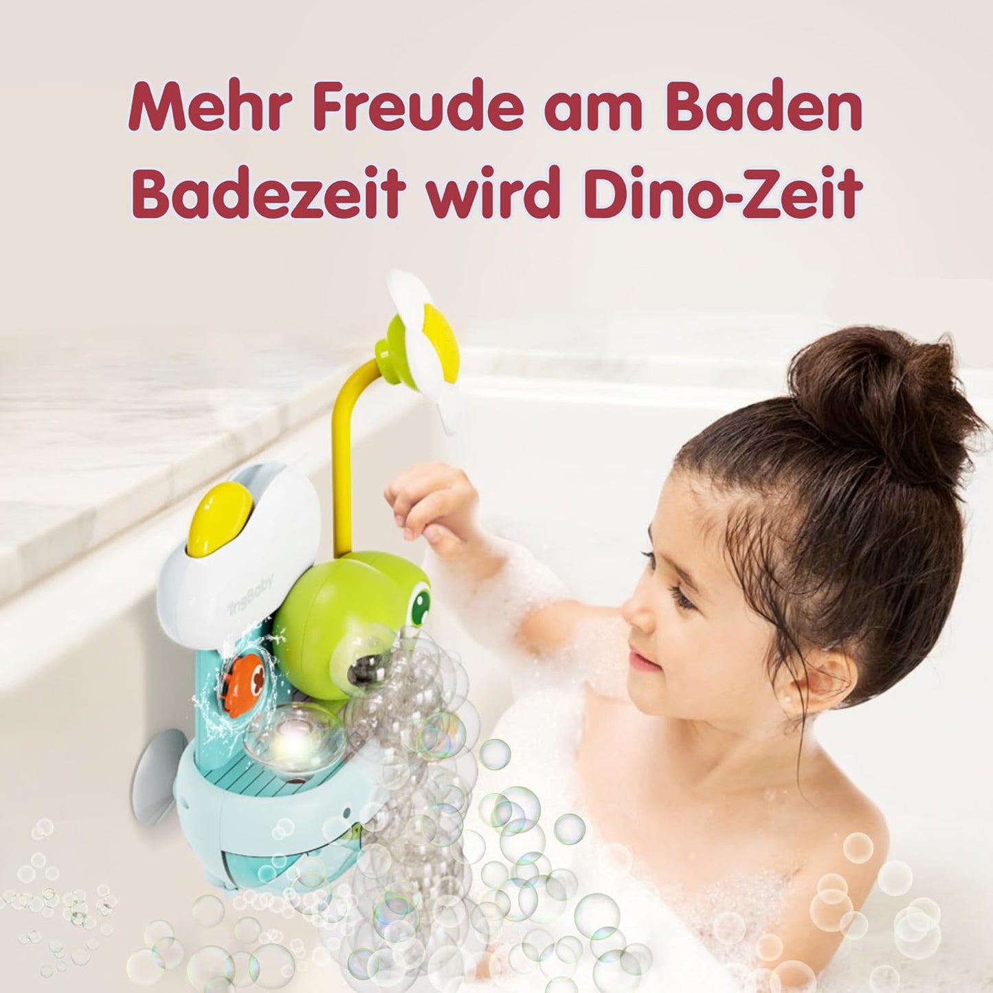 Schaum-Dinosaurier mit Seifenblasen