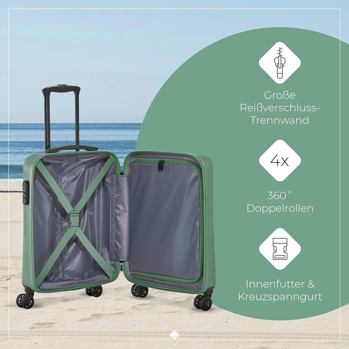 Koffer & Trolley Bali 4w Trolley S, Grün Trolley Handgepäck (55 cm)
