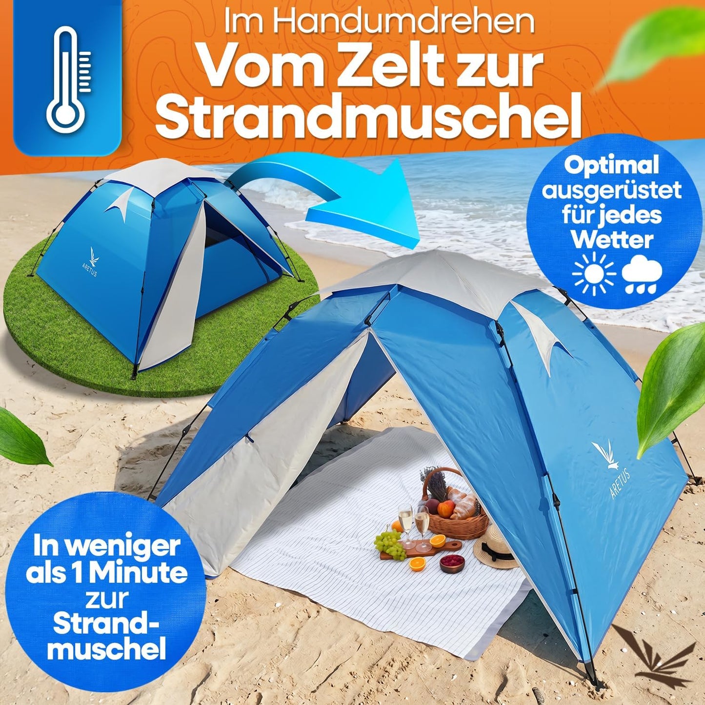 Wurfzelt, Hellblau