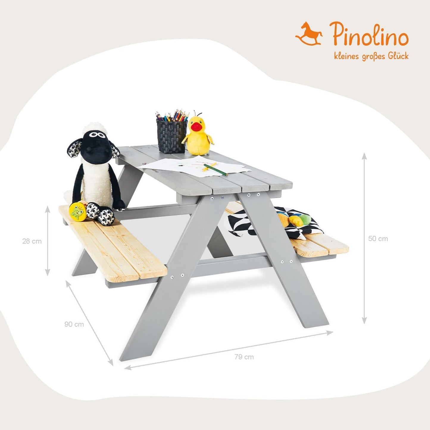 Kindersitzgarnitur Nicki für 4, Grau 90x79x50 cm (1er Pack) Single