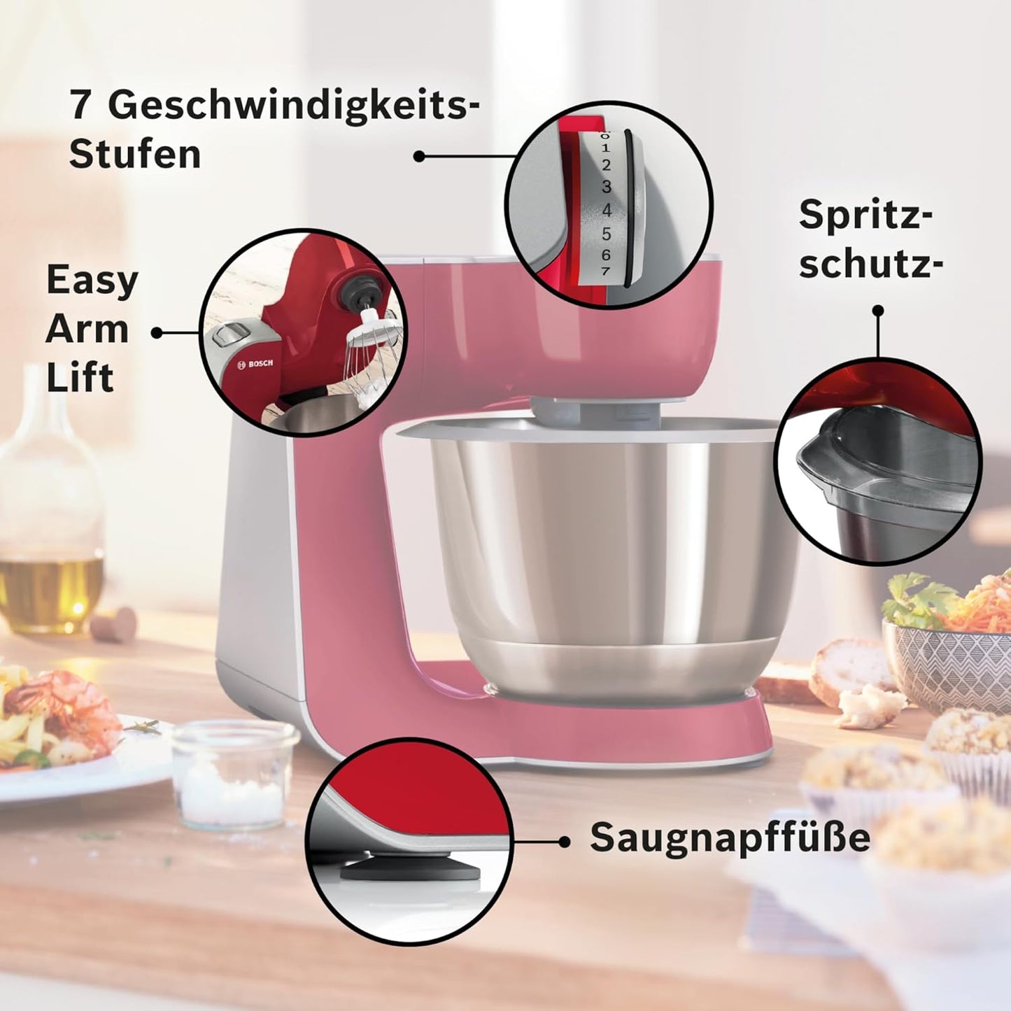 Küchenmaschine Serie 4 MUM58720, Dunkelrot/Silber