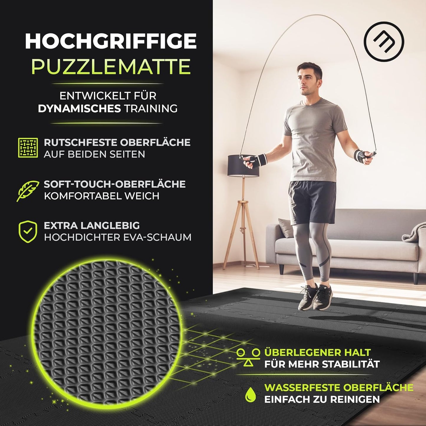 Antislipx Schutzmatten Puzzlematte-Set, Antislipx Double-sided Anthrazit/Grau | 18 Matten | 1,67 M², 32L x 32B x 1D cm