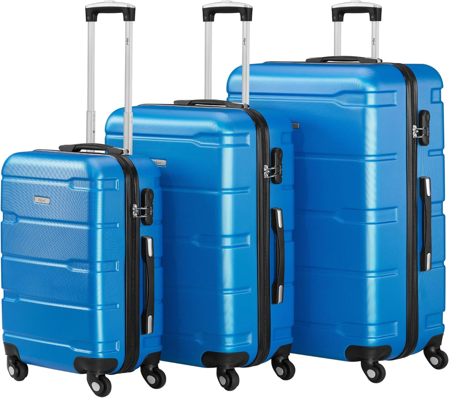 3-teiliges Hartschalenkoffer-Set mit Zahlenschloss, Blau 3-teilig
