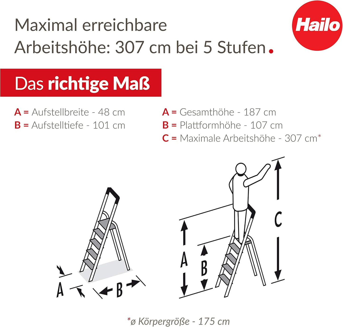 L84 ComfortLine Stehleiter, 5 Stufen