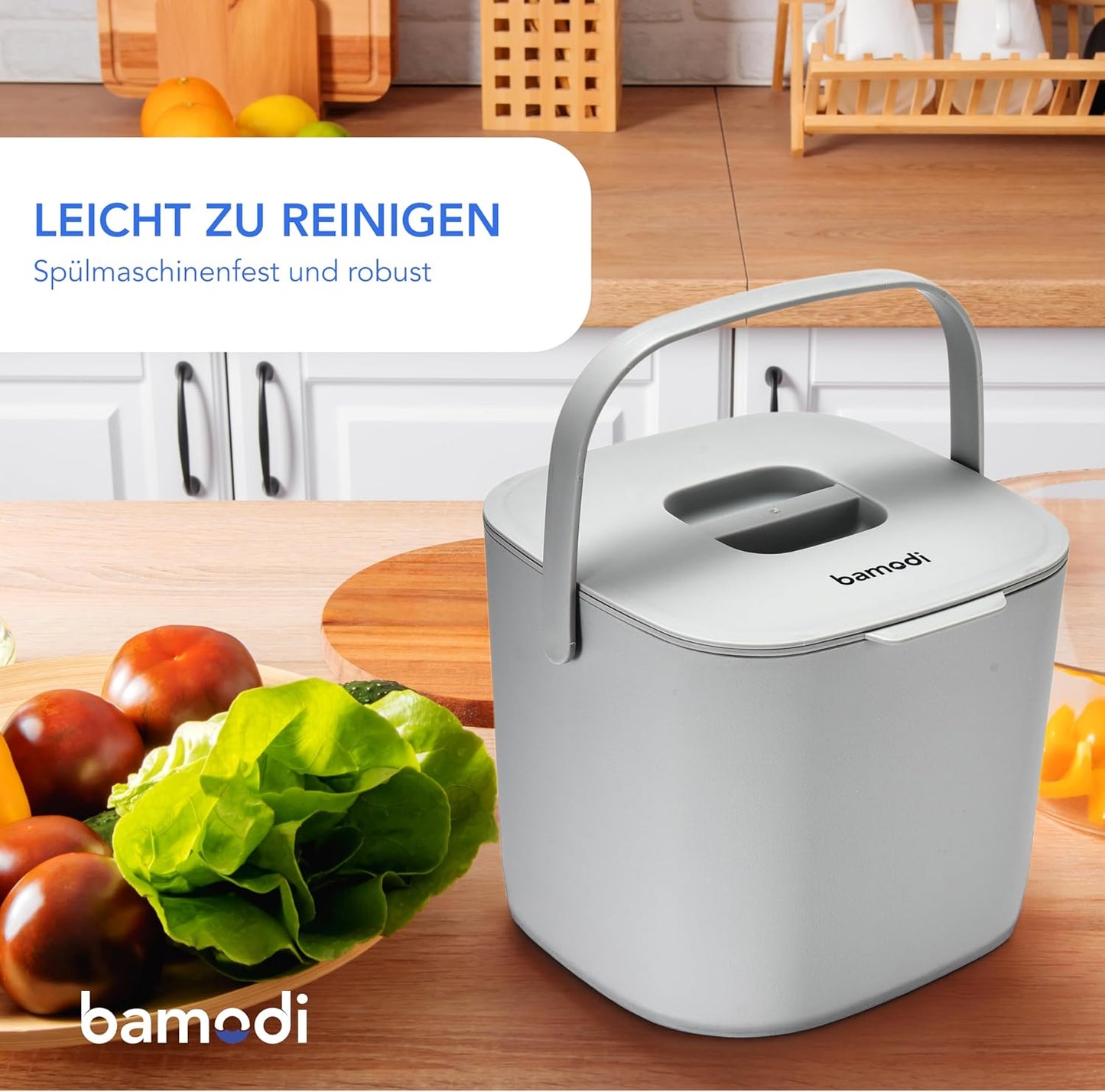 Biomülleimer mit Doppelfach, Grau