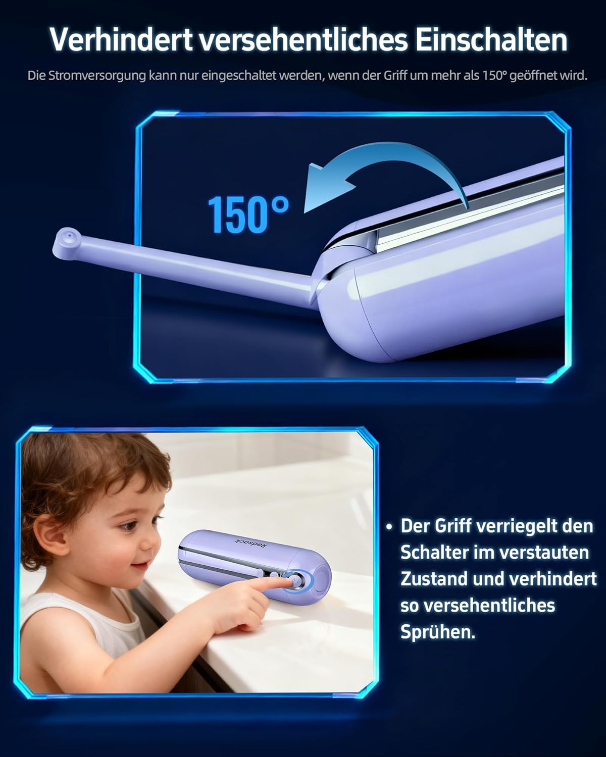 Wiederaufladbares Reisebidet mit Wasserspeicher, Lila