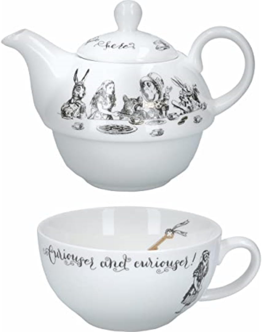 Teekanne und Tasse - Alice im Wunderland, Vintage-Stil