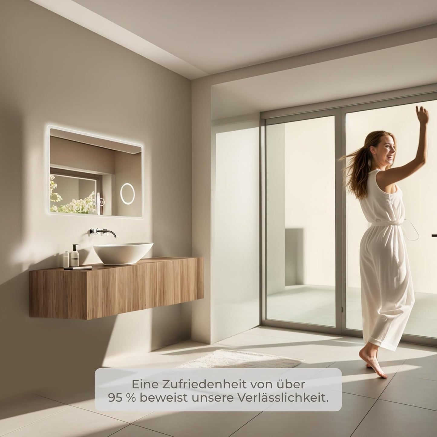 Badspiegel mit LED-Beleuchtung, 3x Vergrösserung, 120x60cm, 120x60cm Mit 3x Vergrößerung