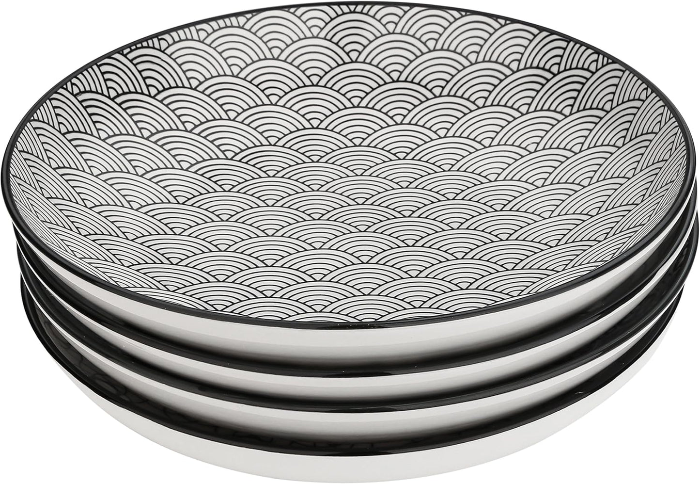 Porzellan Suppenteller-Set, Schwarz + Creme 8-teilig Suppenteller