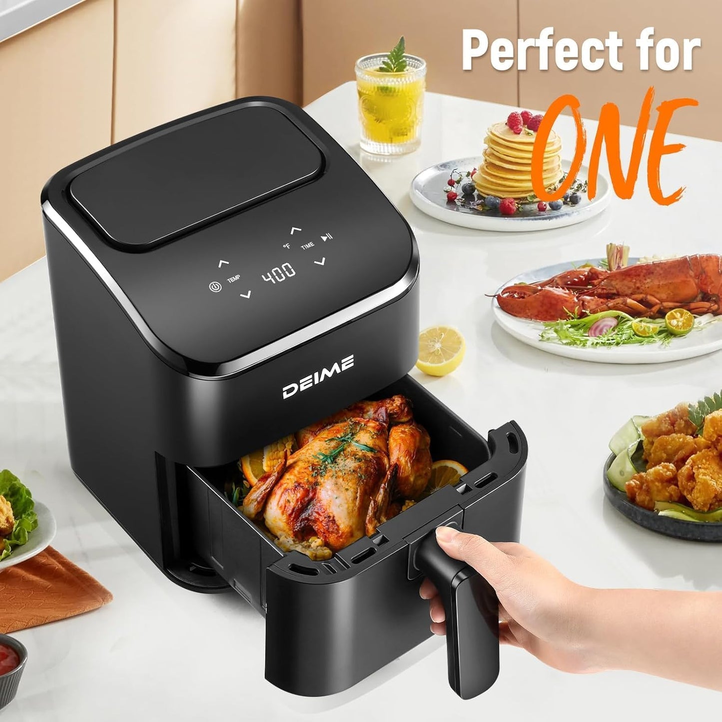 Heissluftfritteuse 2,5 l kompakt digital, Schwarz