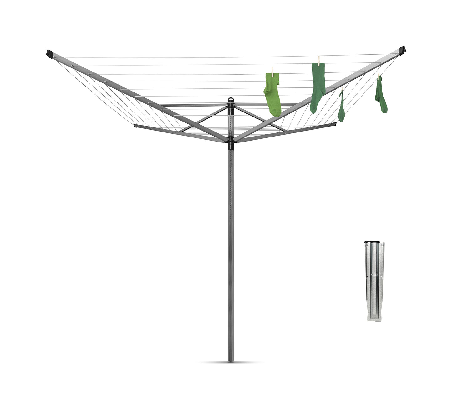Wäschespinne Lift-O-Matic 50 m, 50m Wäschespinne + Bodenanker Metallic Grey