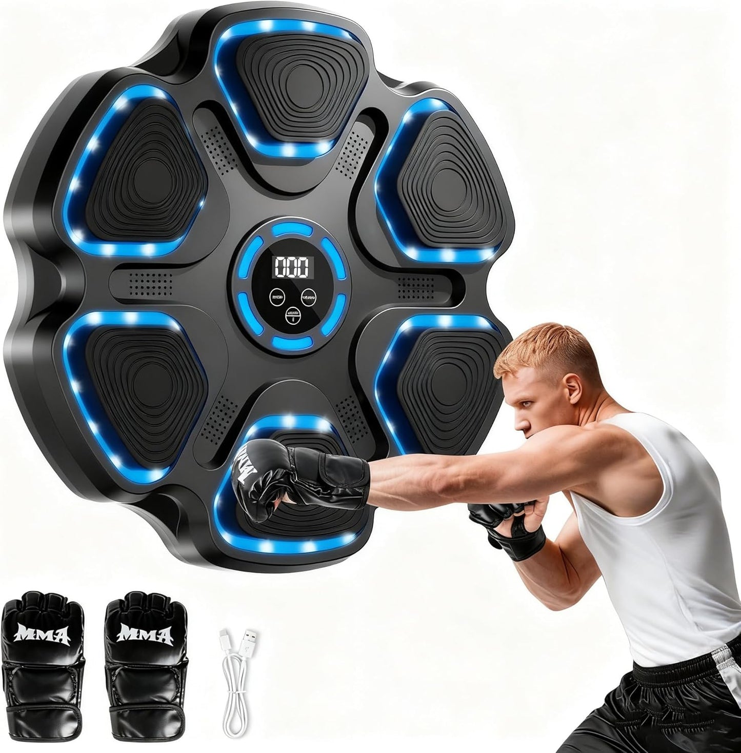 Smart Musik Boxmaschine mit Boxhandschuhen, Schwarz