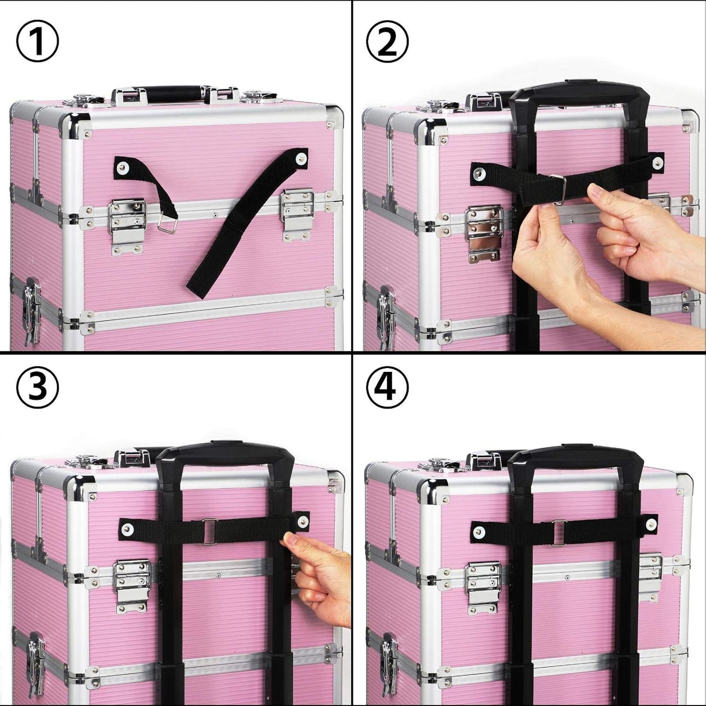 4-in-1 Kosmetik- und Schmuckkoffer-Set, Rosa
