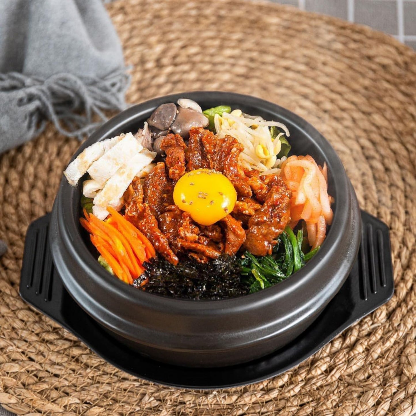 Bibimbap Keramiktopf mit Tablett, 1100ml, 1100ml