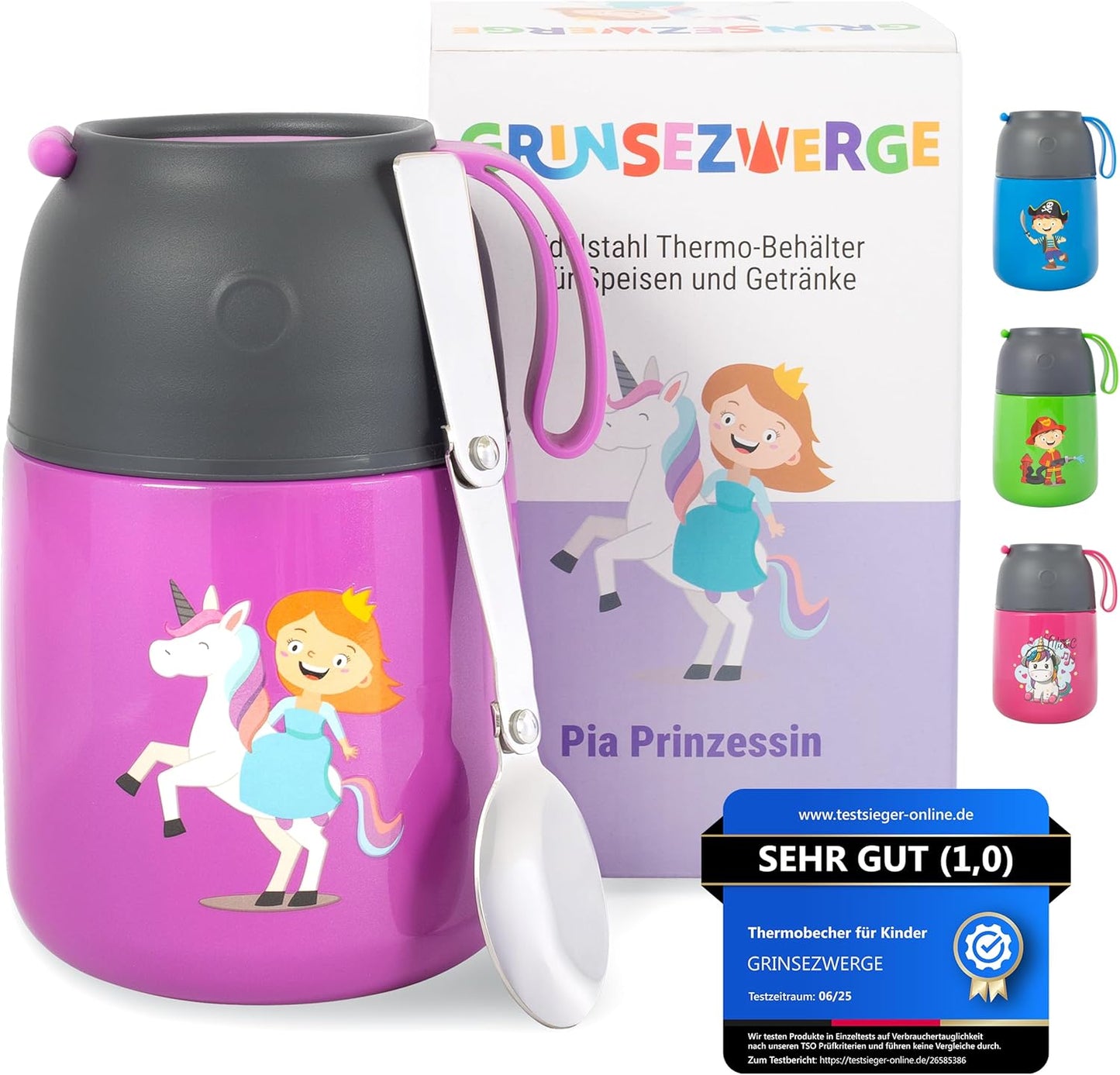 Thermobecher für Speisen und Getränke, 500ml, Pia Prinzessin (Lila)