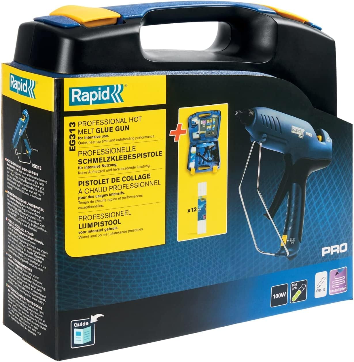 Professionelle Heissklebepistole EG313 im Koffer, EG313 Koffer inkl Klebesticks