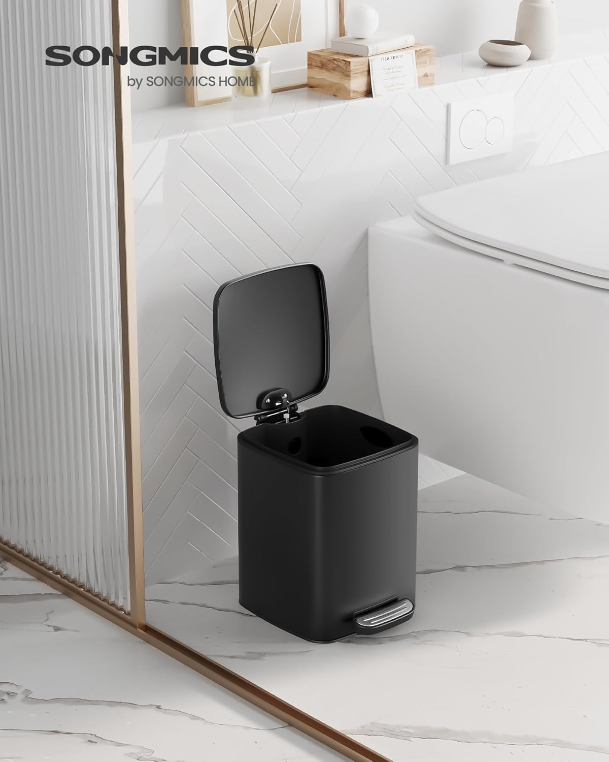Kosmetikeimer mit Tretpedal, Schwarz 6 L