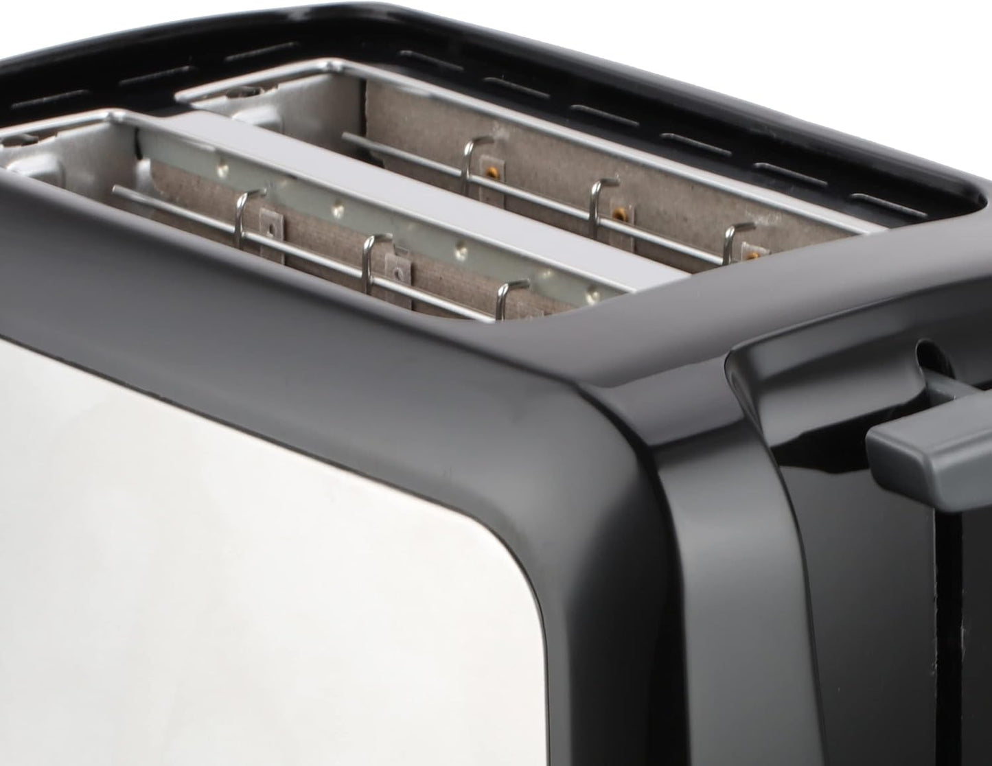 Toaster mit extra breiten Schlitzen und Brötchenaufsatz, Schwarz/Silber