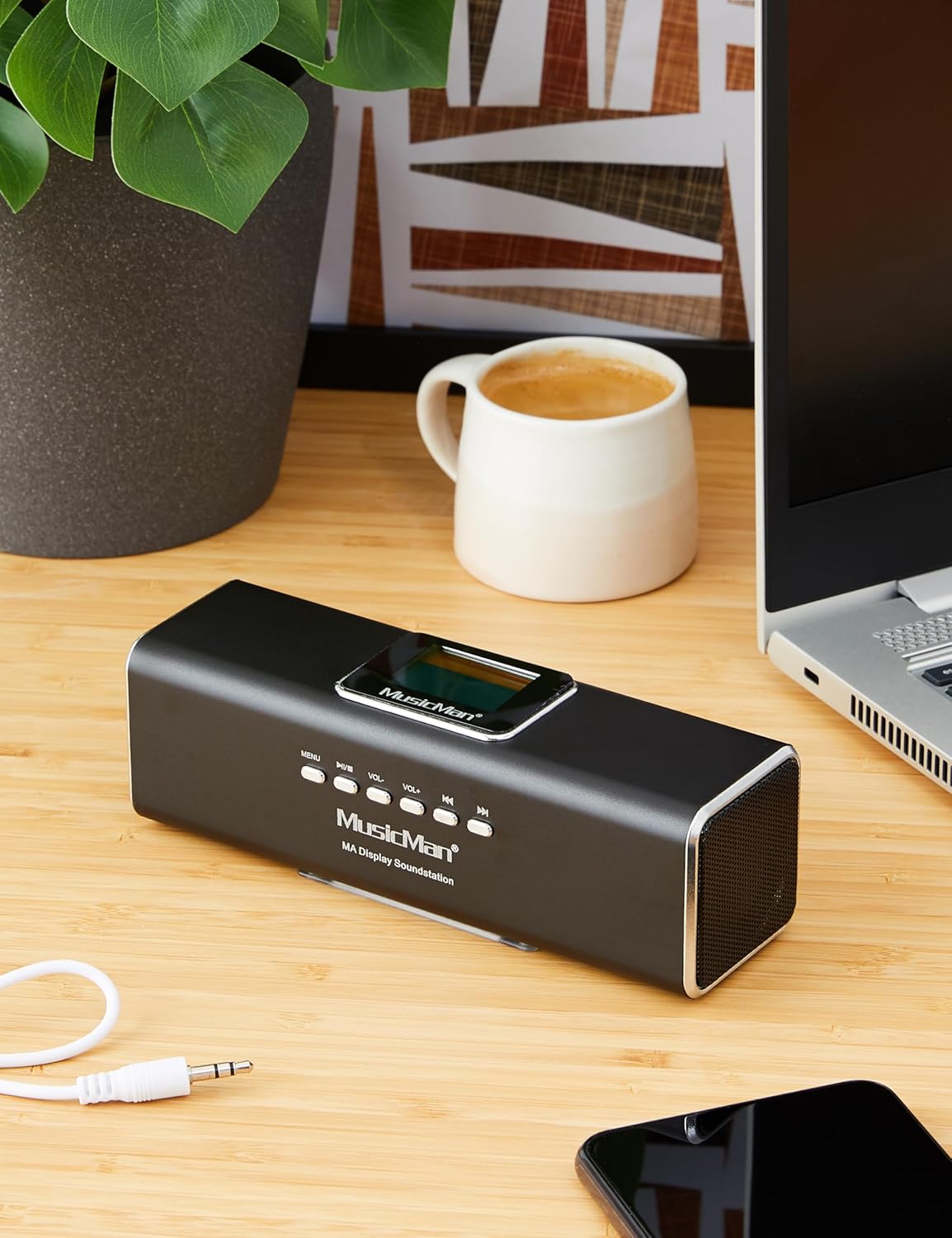 Tragbare Stereo Soundstation mit MP3, Schwarz mit Display Single