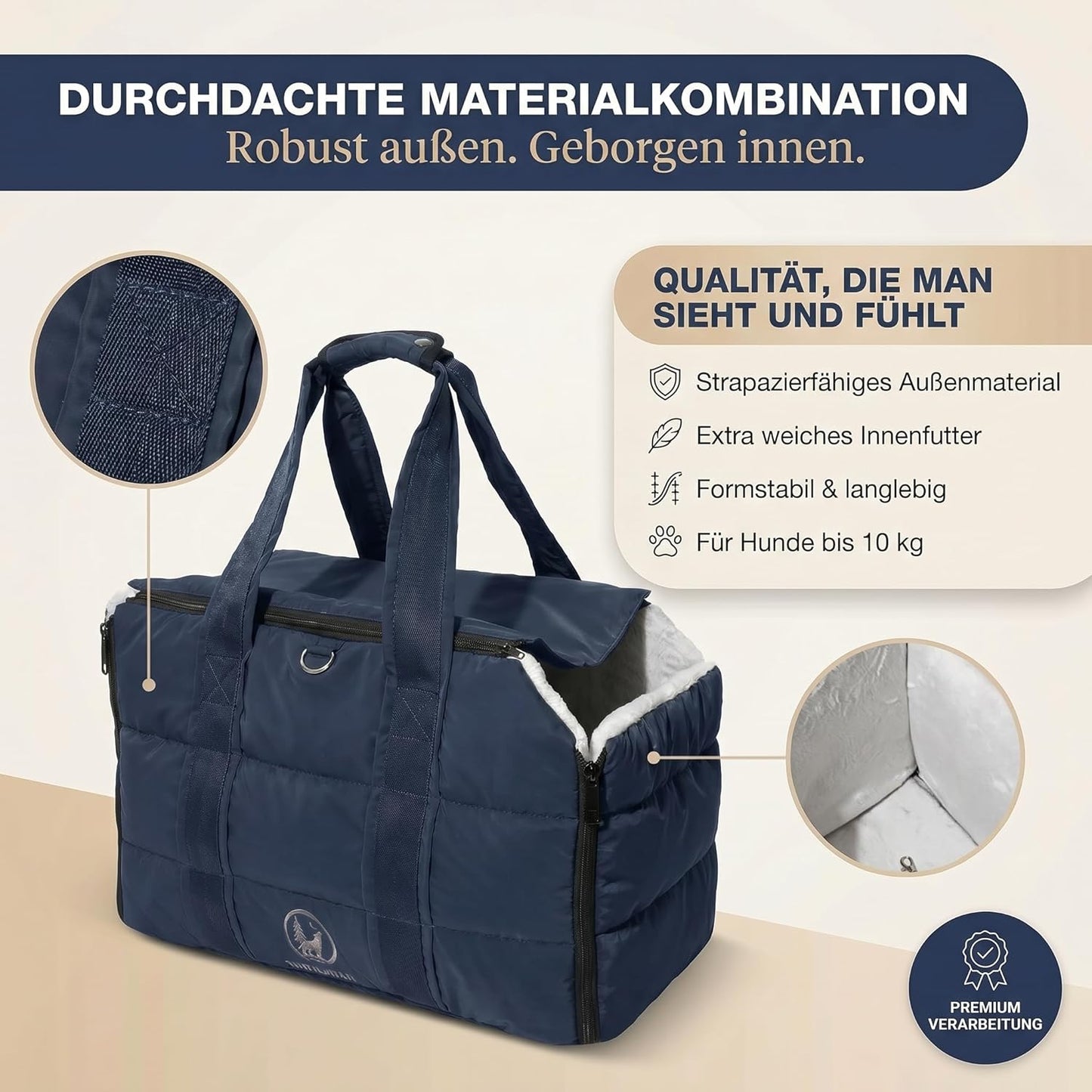 3-in-1 Hundetasche für kleine Haustiere, Navy Blau