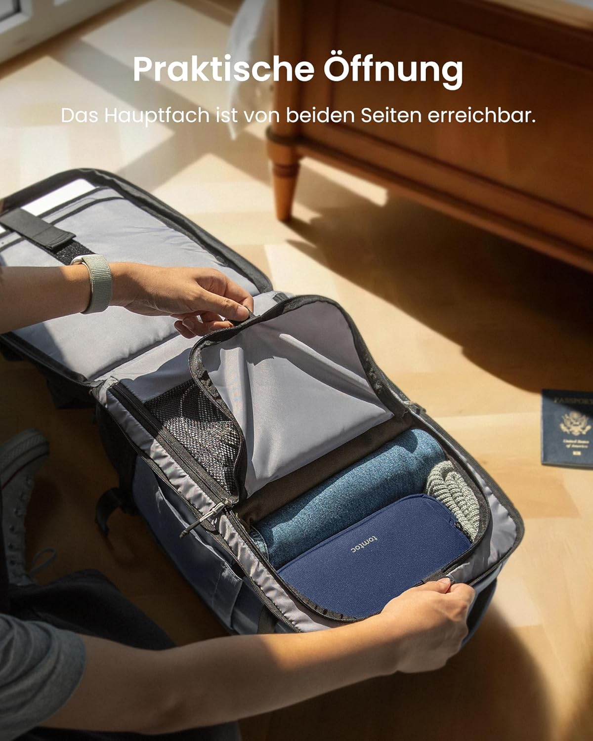TSA-freundlicher Reiserucksack, 28 Liter Grau-ripstop