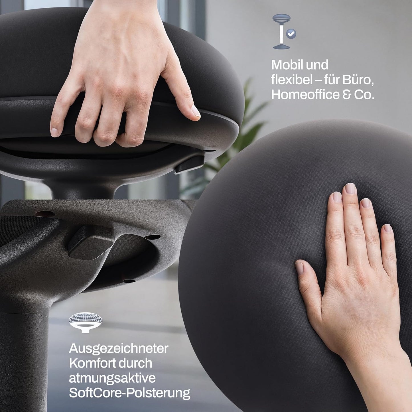 Ergonomischer Bürohocker, Onyx Schwarz