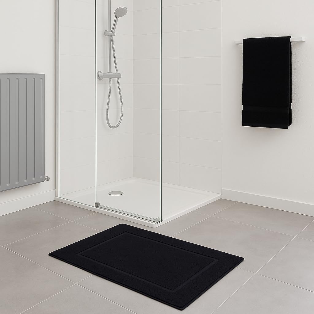 2er-Set Badematten, 50x70 cm, 2x Badvorleger Schwarz