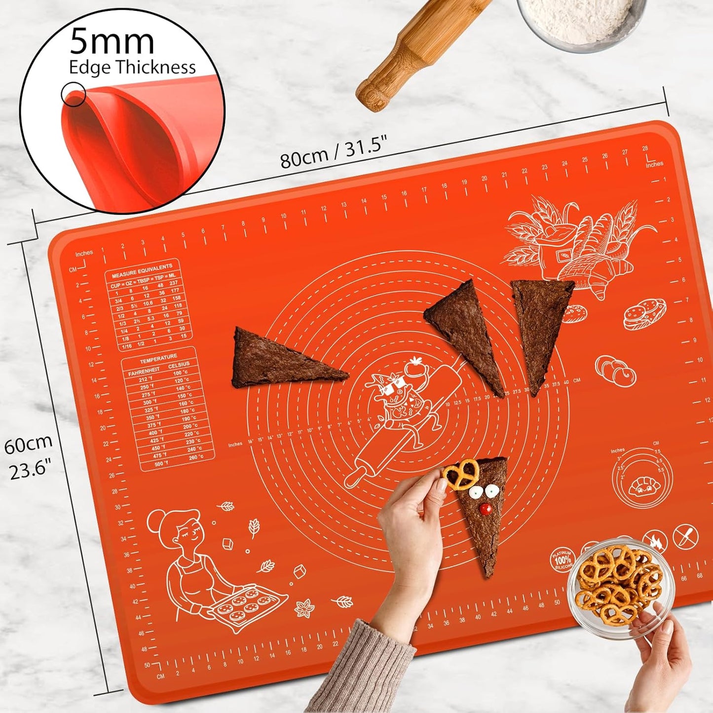 Silikon-Backmatte, Orange 80L x 60B cm