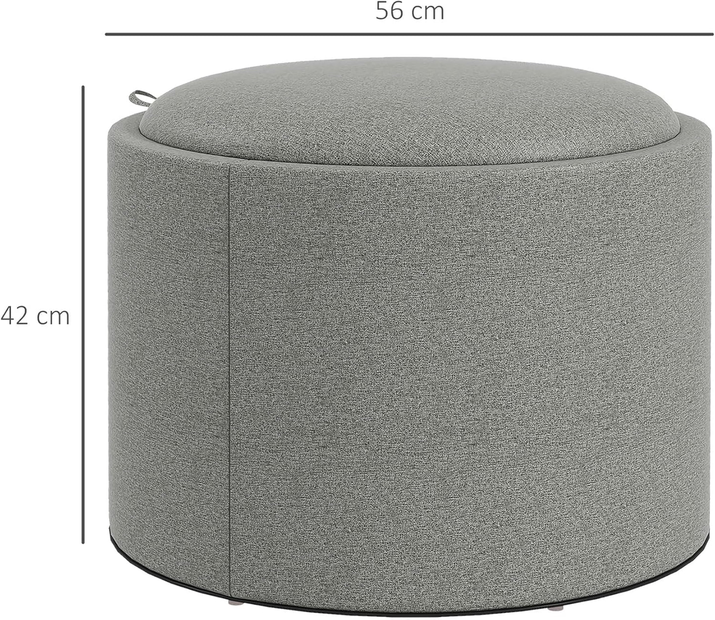 Polsterhocker mit Stauraum, Grau