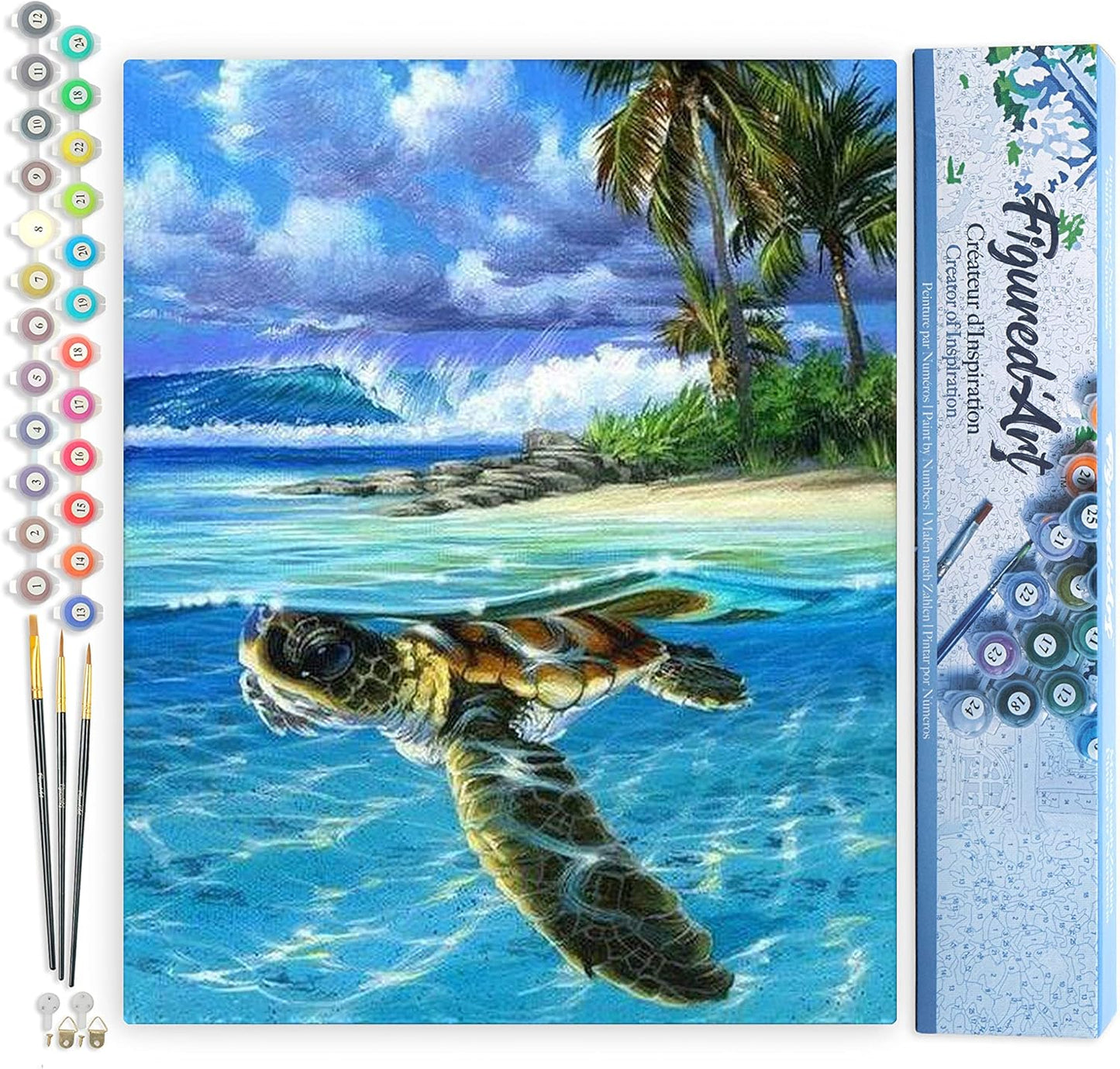 Malen-Nach-Zahlen-Set - Entspannte Schildkröte, Entspannte Schildkröte 40x50cm (Ohne Rahmen)