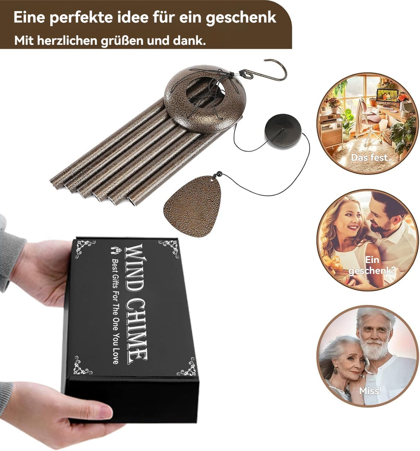 Hängendes Windspiel, 32" Kaffee