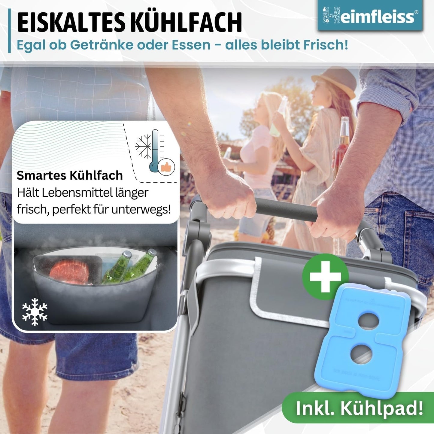 Einkaufstrolley mit Kühlfach, Grau 56L