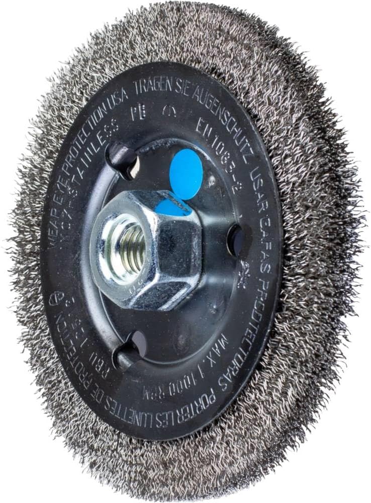 Rundbürste RBU für Winkelschleifer (125x12mm, M14), Rundbürste mit Gewinde M14, Ø 125, Ungezopft; Besatzmaterial Inox 0,30 Mm