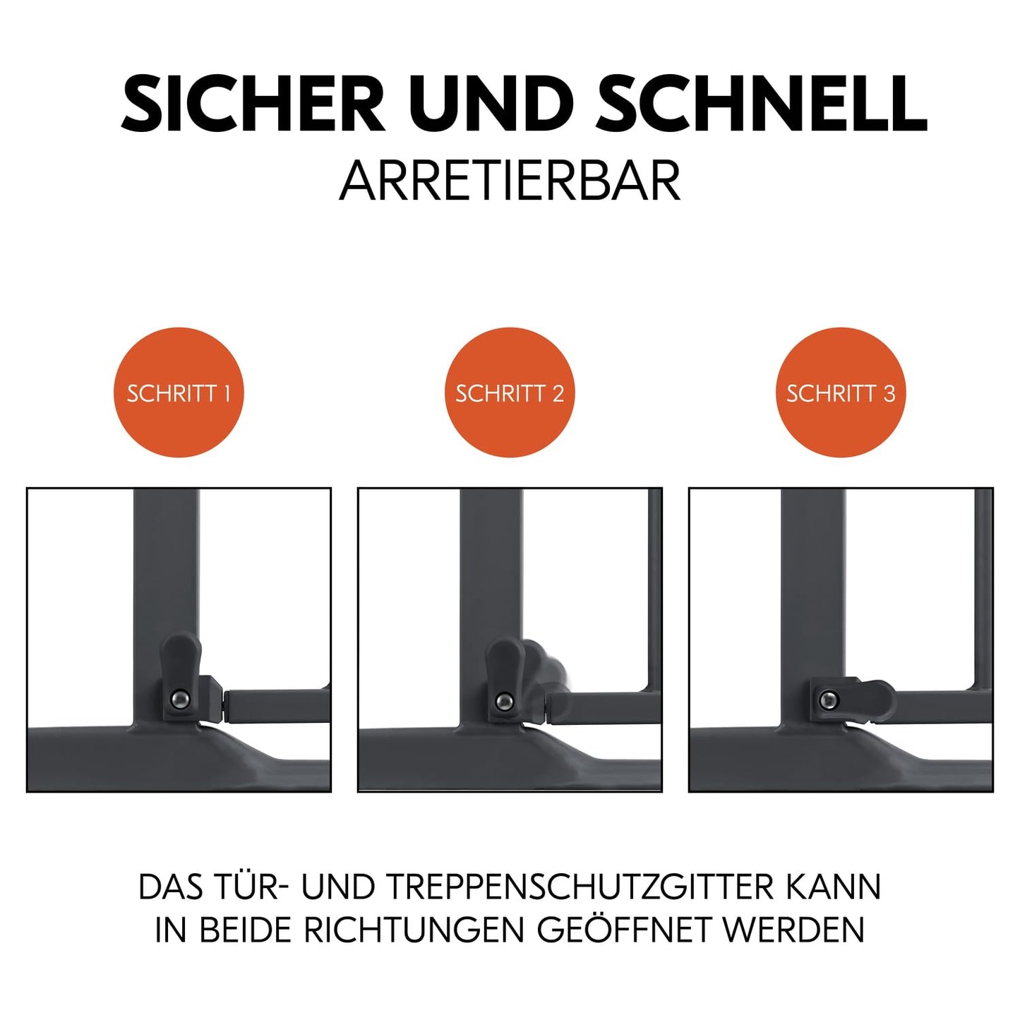 Clear Step 2 Schutzgitter für Treppen und Türen, 75-80 cm, Basisgitter 75 - 80 cm Dark Grey Clear Step 2